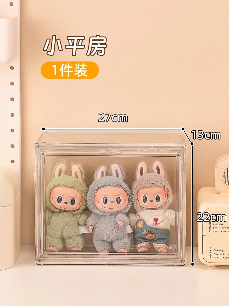 Labubu Doll Storage Box Large Capacity Transparent Acrylic Display Cabinet Dustproof Case Desktop Organizer For Home