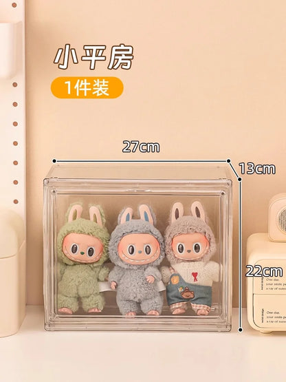Labubu Doll Storage Box Large Capacity Transparent Acrylic Display Cabinet Dustproof Case Desktop Organizer For Home
