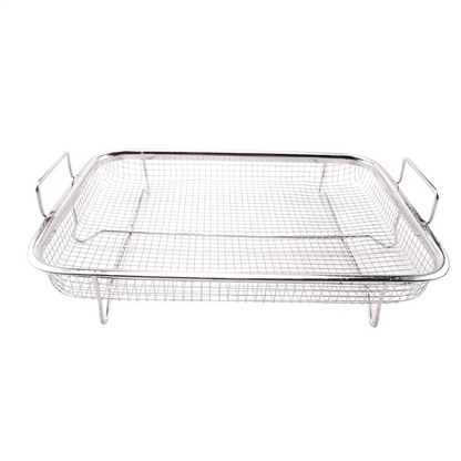 A01V-Panier Friteuse à Air pour Four, Plateau et Plat Croustilleur en Acier Inoxydable, Friteuse à Air Deluxe dans Votre Four, Ensemble de 4 Pièces, Pour le Barbecue