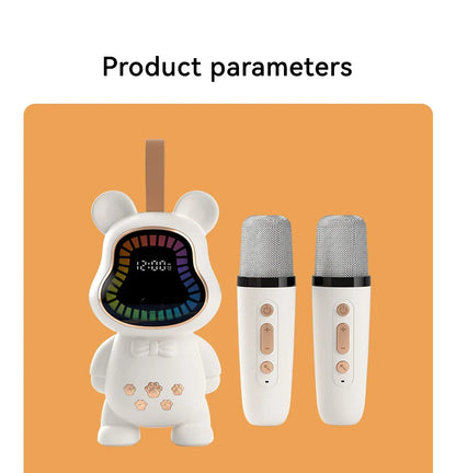New Karaoke Speaker With Wireless Microphone Sing Bluetooth 5.3 Cute Children Gift Toy Hifi Sound Stereo Mini Audio RGB Lighting