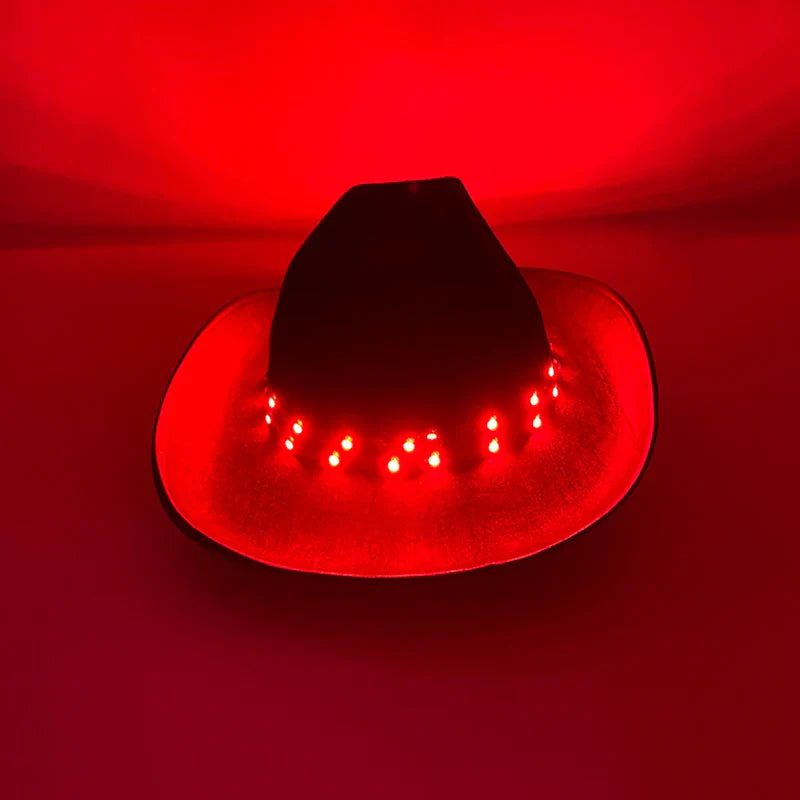 Chapeau de cowboy LED télécommandé pour femmes et hommes, chapeaux de cow-girl occidentaux, robe de l'ouest, vêtements de sauna scintillants pour Halloween, casquette unisexe, mode