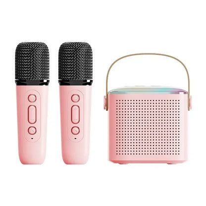 Mini karaoke machine, LED speaker with Bluetooth, suitable for family birthday party, microphone for girls and boys.