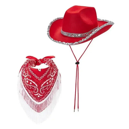 Ensemble chapeau écharpe Cowgirl 31BB, écharpe Cool pour Festival musique, fête costumée