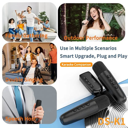 Wireless Karaoke Companion Bluetooth 5.3 Dynamic Microphone KTV DSP Mixer System 3.5MM AUX Type-C Amplifier Host For Speaker Car