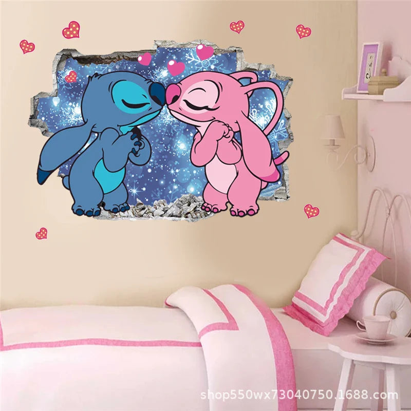 Cartoon Lilo & Stitch Movie Wall Stickers For Kid's Room Kindergarten Living Room Wall Decoration Animated Poster  Art Mural