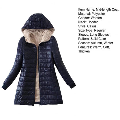 Soft Hooded Coat Long Sleeves Winter Jacket Plush Lining Warm Autumn Jackets Winter Cardigan Coat  Windproof