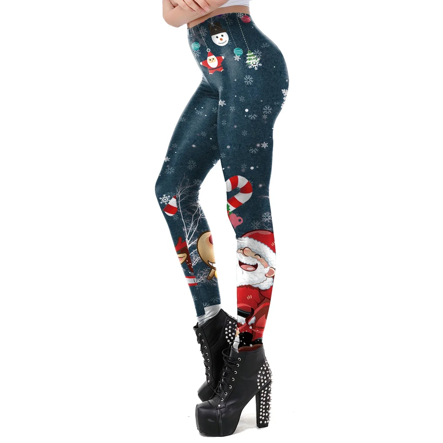 NADANBAO Merry Christmas Leggings for Woman Green White Stripe Pattern Pants Xmas Party Pants Girls Sexy Tights Fitness Workout