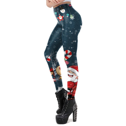 NADANBAO Merry Christmas Leggings for Woman Green White Stripe Pattern Pants Xmas Party Pants Girls Sexy Tights Fitness Workout
