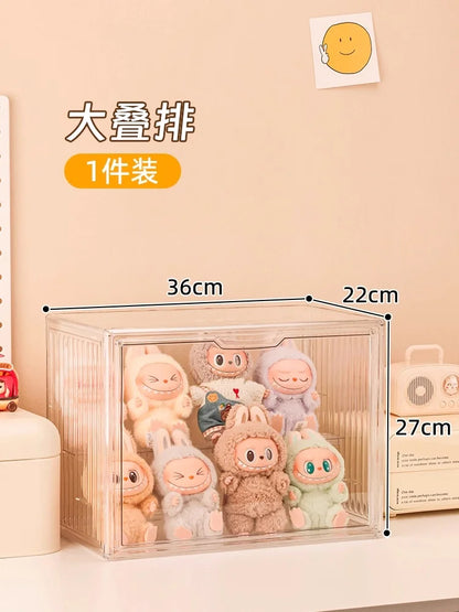Labubu Doll Storage Box Large Capacity Transparent Acrylic Display Cabinet Dustproof Case Desktop Organizer For Home