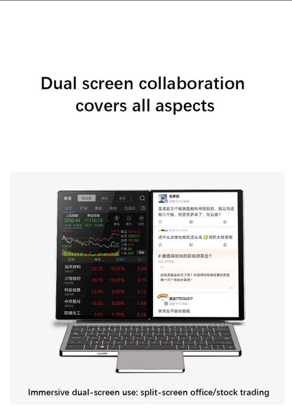 New Dual Screen Laptop Intel i3 1215U N100 Dual 10.95 Inch IPS Touch Screen Windows 11 Office Computer Tablet Notebook WiFi 6