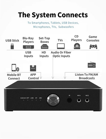 600W Home Amplifier Audio Out Put Karaoke 4ohm Brand New Amplifier with 2 Microphone Support Subwoofer