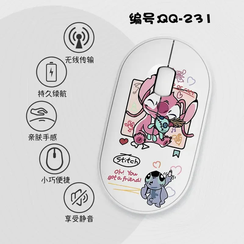 Lilo & Stitch Exquisite and Compact Bluetooth 5.0 Wireless Mouse Office Laptop Tablet Portable Silent True Wireless Mouse