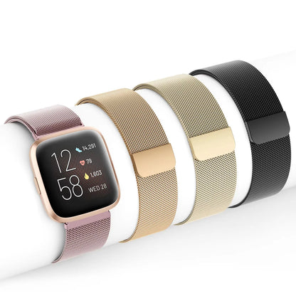Bracelet à mailles milanaises en métal pour montre connectée Fitbit Versa 4/Versa 3 Bracelet officiel pour Fitbit Sense 2-1 Correa magnétique