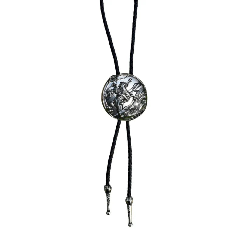 Collier occidental F42F, pendentif Rose sculpté, cravate Bolo pour adolescente, chemise, pull, décors