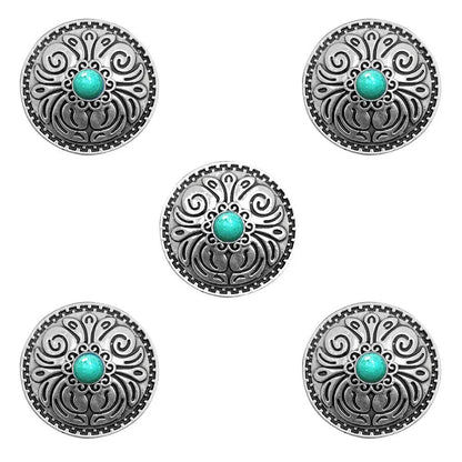 5pcs Cowboy Western Texas Conchos Leather Wallet Turquoise Flower Metal Decorative Button Screw Back for Leathercraft