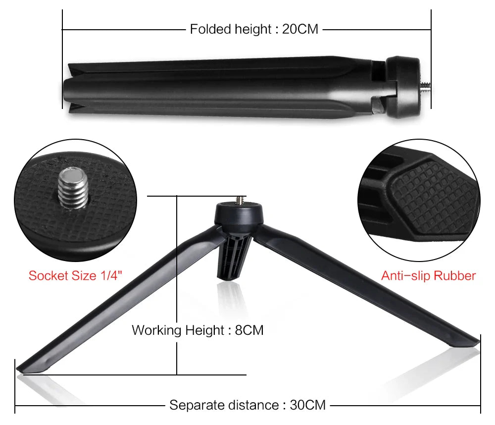 26cm (10") LED Selfie Ring Light, Photography Lighting Kit, USB Charging Lamp with Tripod for Live Video, 120 Beads