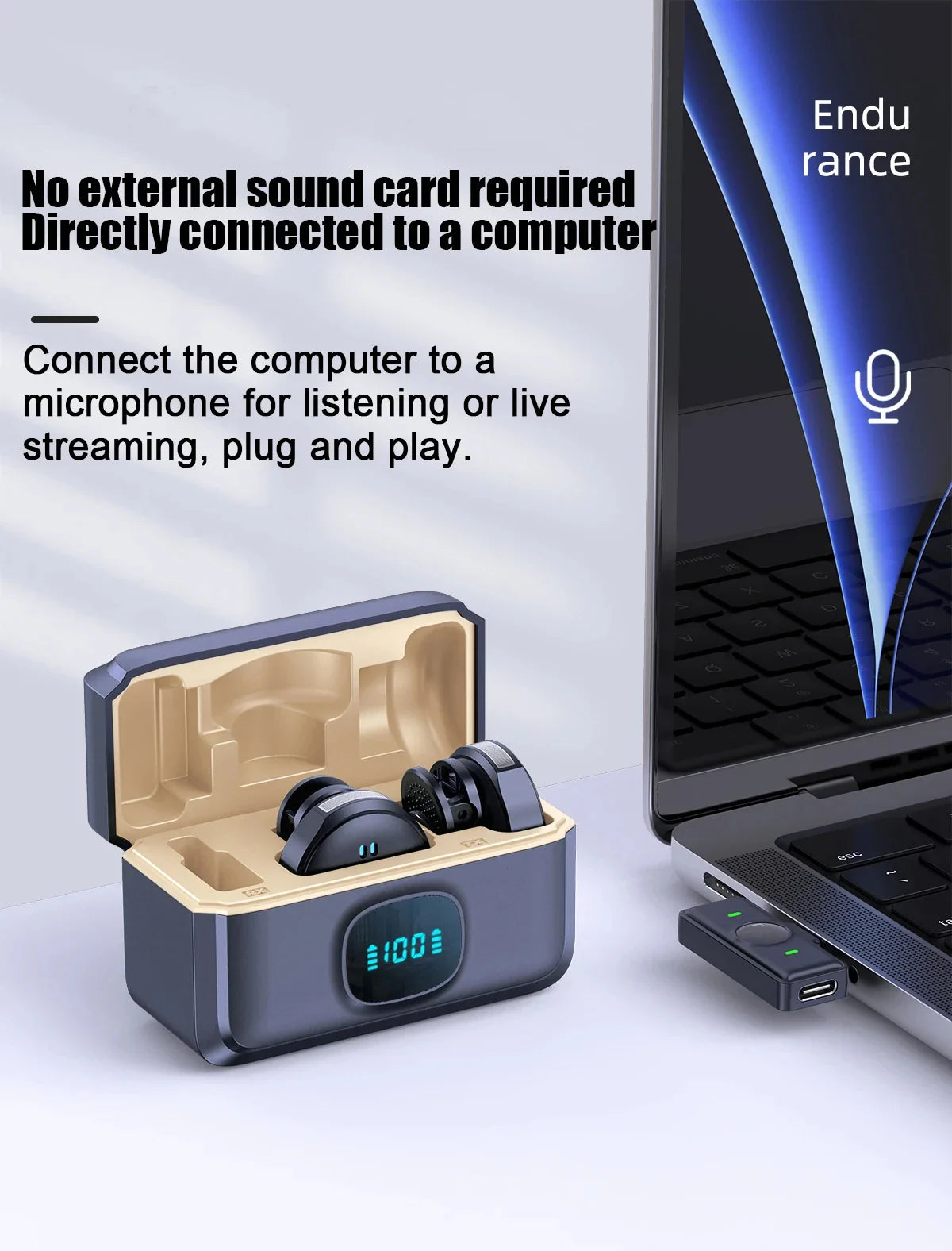 Microphone Lavalier 2.4GHz, sans fil, à aspiration magnétique, avec étui de chargement, pour enregistrement vidéo, Plug and Play