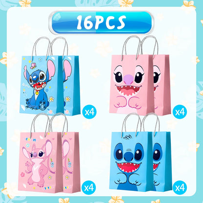 Sacs cadeaux de fête Stitch - 16 sacs à friandises Stitch/sacs à surprises Stitch/sacs à goodies Stitch pour les décorations de fête Stitch