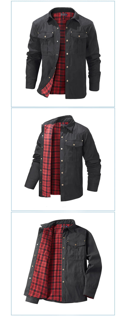 Veste chemise à carreaux en flanelle pour homme printemps automne, décontractée, style rétro, en coton, chaude, coupe-vent tactique pour homme