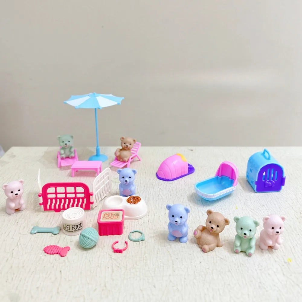 Maison de jeu pour enfants, jouets pour animaux de compagnie, ours en peluche, salles de bains pour animaux de compagnie, jouets familiaux, jouets de scène pour petites filles, cadeaux pour enfants