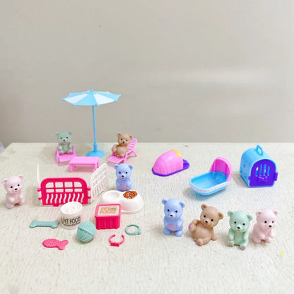 Maison de jeu pour enfants, jouets pour animaux de compagnie, ours en peluche, salles de bains pour animaux de compagnie, jouets familiaux, jouets de scène pour petites filles, cadeaux pour enfants