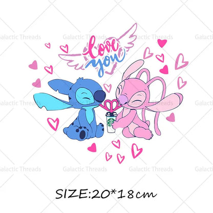 Stitch Lilo Iron on Decals Heat Press Patches Thermal Transfer Stickers for Clothes DIY Ironing Prints