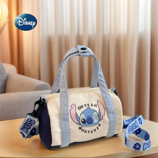 Stitch Canvas Shoulder Bag For Women Cartoon Strawberry Bear Casual Crossbody Bag Daily Commuting