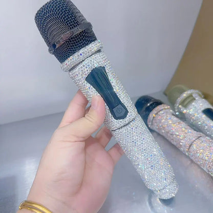 Microphone sans fil professionnel à strass scintillants, fréquence UHF réglable en métal pour spectacle Paryt, enseignement, haut-parleur de mariage