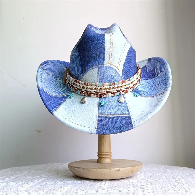 Ethnic Style Cowboy Hat Fashion Chic Unisex Solid Color Jazz Hat With Bull Shaped Decor Western Cowboy Hats