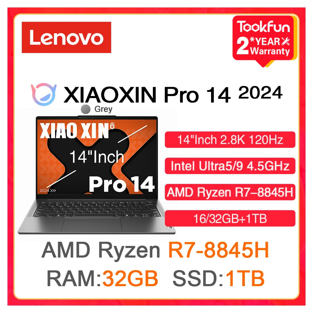 Lenovo Laptop XIAOXIN Pro 14 (IdeaPad Pro 5) 2024 Intel Ultra 5 9 AMD Ryzen R7-8845H 16/32GB 1TB 14" Inch Computer PC Notebook