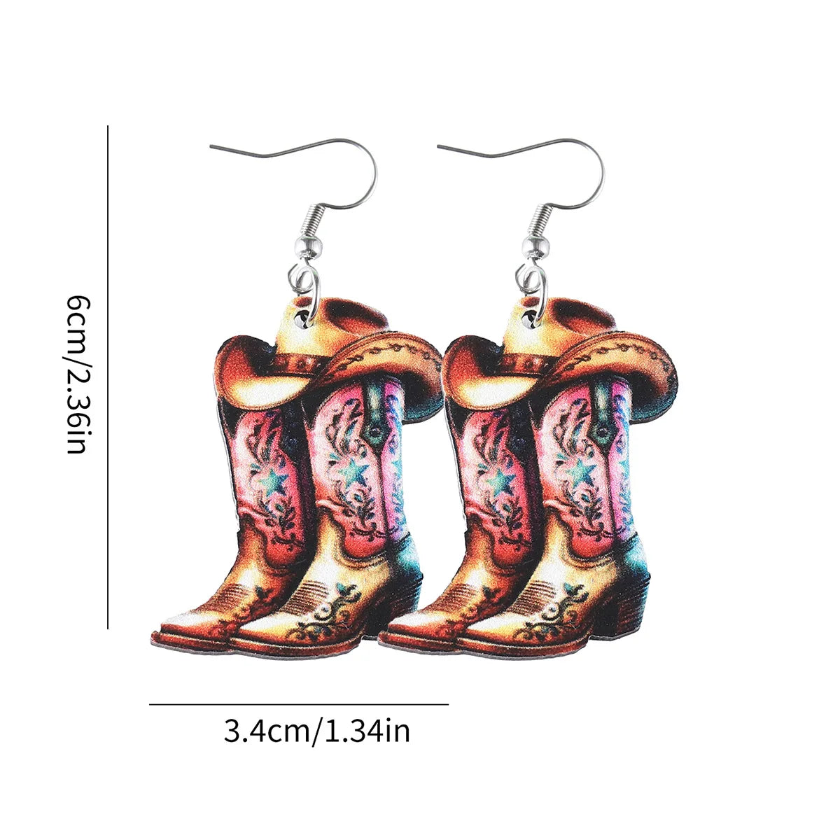 Lightweight Wooden Cowgirl Boots Earrings for Women // Hot Pink Cowboy Boots Earrings // Country Western Gift