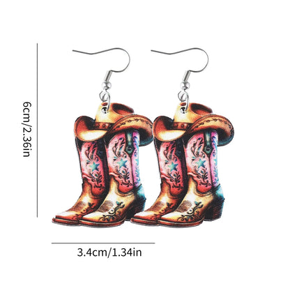 Lightweight Wooden Cowgirl Boots Earrings for Women // Hot Pink Cowboy Boots Earrings // Country Western Gift