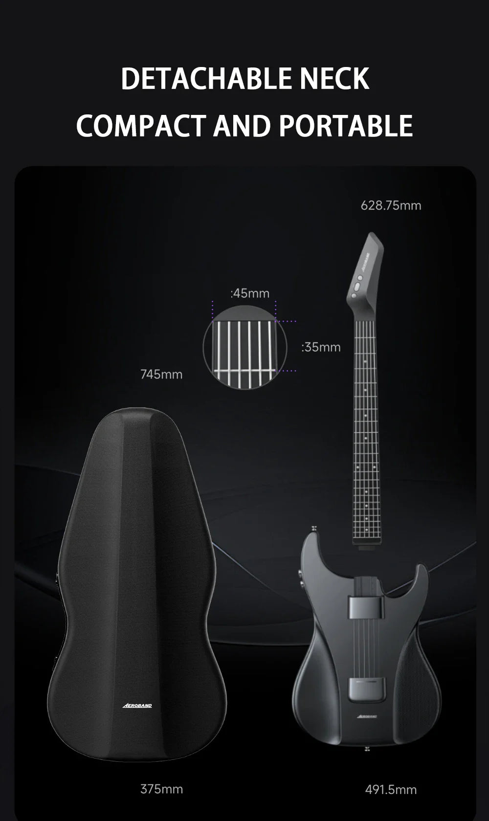 AeroBand – guitare électrique détachable, corde en Silicone indolore, tout-en-un, 9 Styles sonores, basse acoustique avec port micro