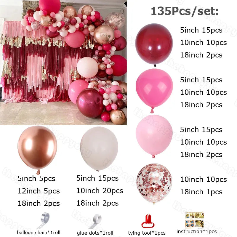 Kit de guirlande de ballons rouge vin bordeaux, arc de ballons en or rouge, guirlande de ballons de noël, décor de noël, décor de saint-valentin