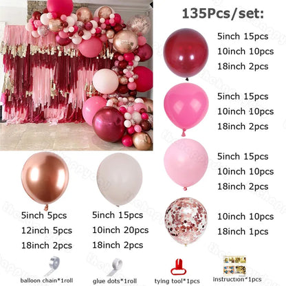 Kit de guirlande de ballons rouge vin bordeaux, arc de ballons en or rouge, guirlande de ballons de noël, décor de noël, décor de saint-valentin
