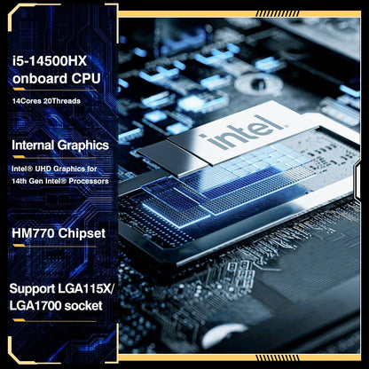 Erying NAS Gaming Motherboard CPU Combo i5 14500HX Core processor 4*NVME 12*SATA 4*DDR5 2*PCIe4.0 1*10G Network Lan Mainboard