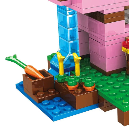 Jouet éducatif Bloc de construction Maison de cochon rose bricolage animal de dessin animé pour cadeau d'enfant