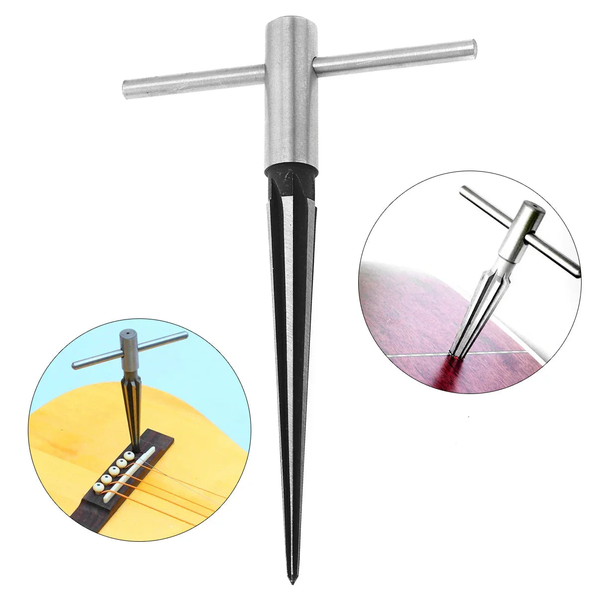 Guitar Bridge Pin Hole Reamer 3-13mm Tapered 5 Degree 6 Fluted Acoustic Guitar Woodworker DIY Pickup Tuning Peg Hole Luthier Tool