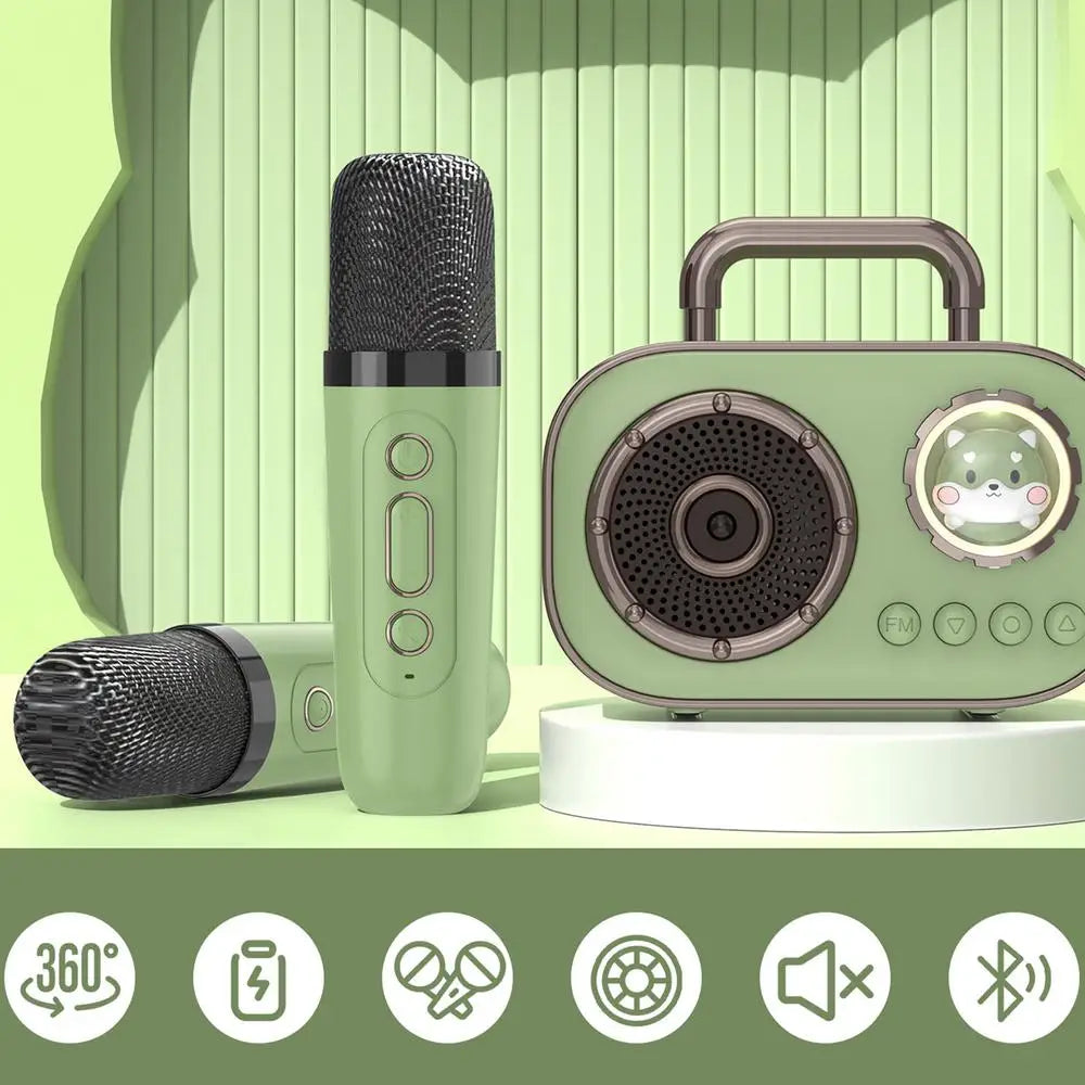 Kids Karaoke Machine Mini Wireless Karaoke Machine With Microphone Long Battery Life Rechargeable Audio Supplies With Dual Mic