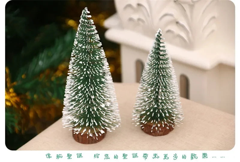 2Pcs Mini Artificial Christmas Tree Crafts Supplies Christmas Party Office Desktop Ornaments Christmas Tree Home Decorations