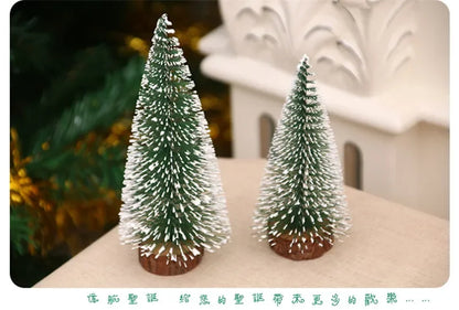 2Pcs Mini Artificial Christmas Tree Crafts Supplies Christmas Party Office Desktop Ornaments Christmas Tree Home Decorations