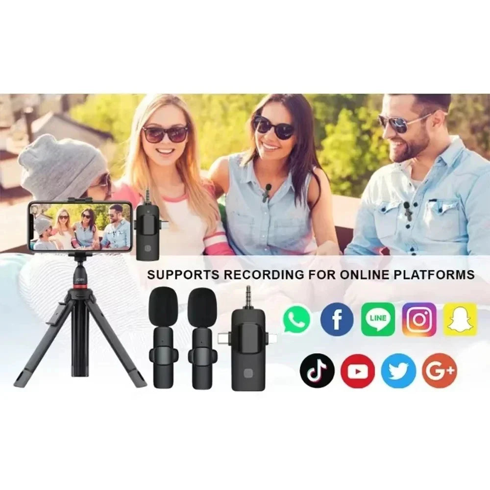 Lavalier Professional Dual Wireless Lapel Microphone Mic For iPhone Android Phone Mobile Cell PC Tie Buttonhole Micro Microphon