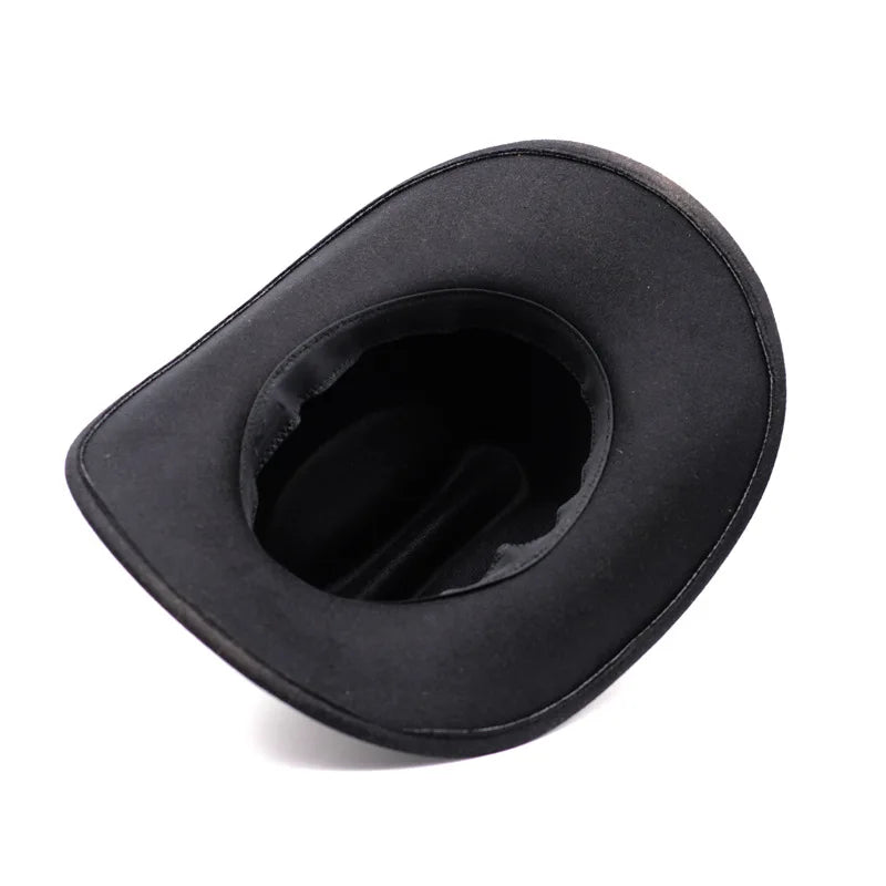 Chapeau de cowboy occidental vintage pour hommes, casquette de jazz de cowgirl avec cloche en cuir à large bord, chapeaux de Sombrero d'église pour homme
