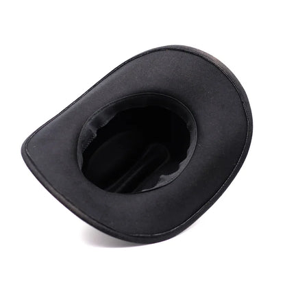 Chapeau de cowboy occidental vintage pour hommes, casquette de jazz de cowgirl avec cloche en cuir à large bord, chapeaux de Sombrero d'église pour homme