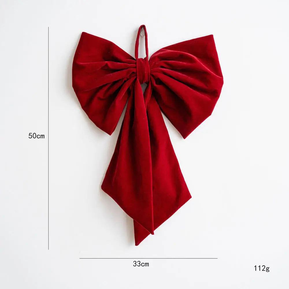 Grand nœud papillon de noël suspendu, pendentif en velours rouge pour porte, décoration de fête de noël du nouvel an 2026, nouvelle collection