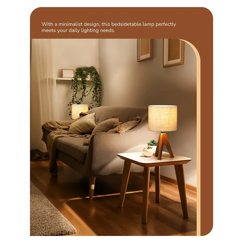 RALCA-treppiede lampe de Table lampe de chevet mignonne avec abat-jour, lampe de chevet pour chambre à coucher, chambre d'enfant, salon, Base en bois