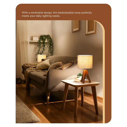 RALCA-treppiede lampe de Table lampe de chevet mignonne avec abat-jour, lampe de chevet pour chambre à coucher, chambre d'enfant, salon, Base en bois