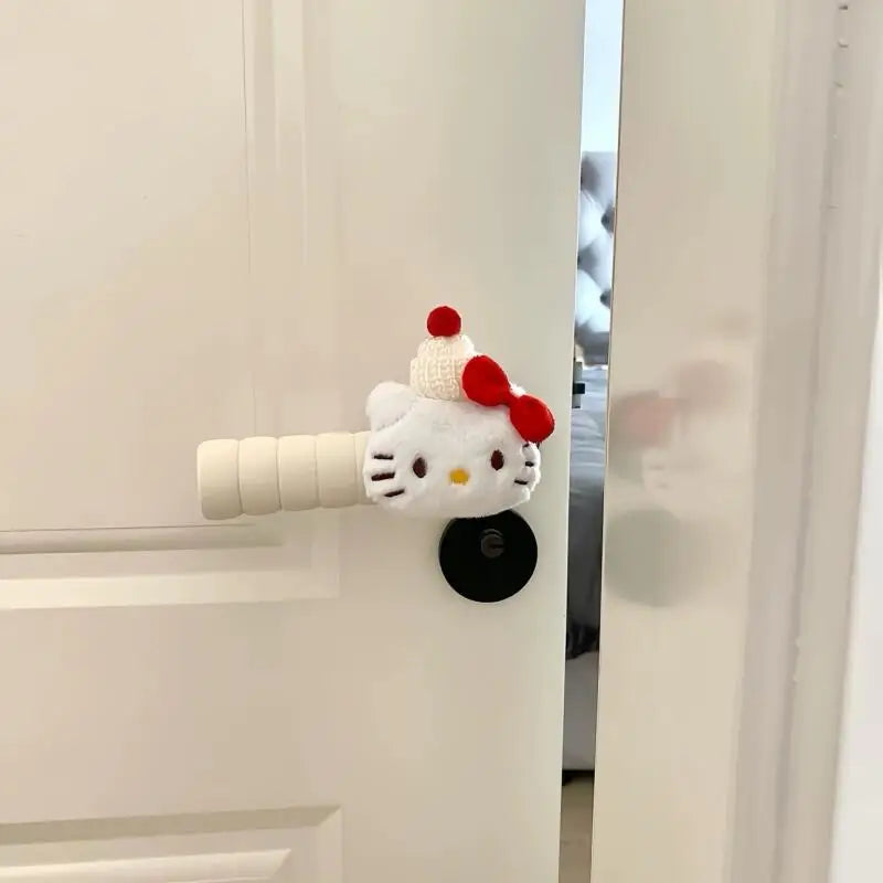 Kitty Anime Plush Doll Door Knob Covers Foam Elastic Room Door Handle Protector Anime Home Accessory Decoration Gift