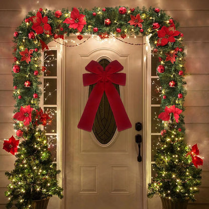 Grand nœud papillon de noël suspendu, pendentif en velours rouge pour porte, décoration de fête de noël du nouvel an 2026, nouvelle collection