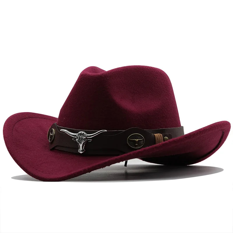 Nouveau chapeau de Cowboy occidental à bord roulé casquette de Cowgirl Cowboy Jazz Fedora chapeaux casquette en feutre avec bande de vache pour femmes hommes enfants